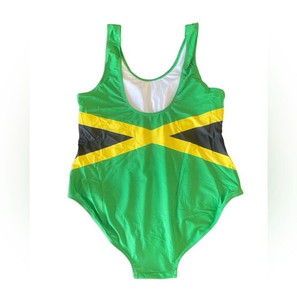 Jamaican Flag One Piece Bathing Suit Swim Suit With Pads Womens Size 17/18 NWT - Picture 2 of 10